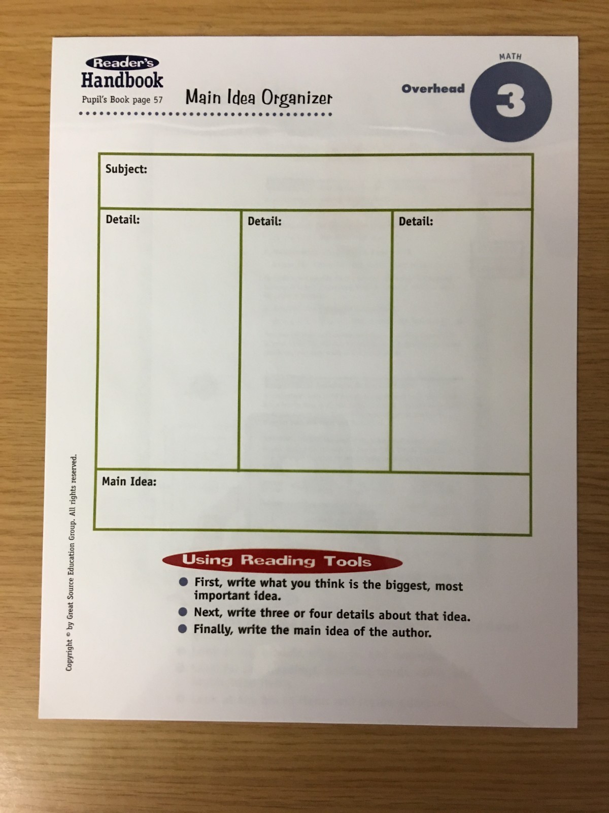 Reader’s Handbook: Math Overheads (Grades 9-12)