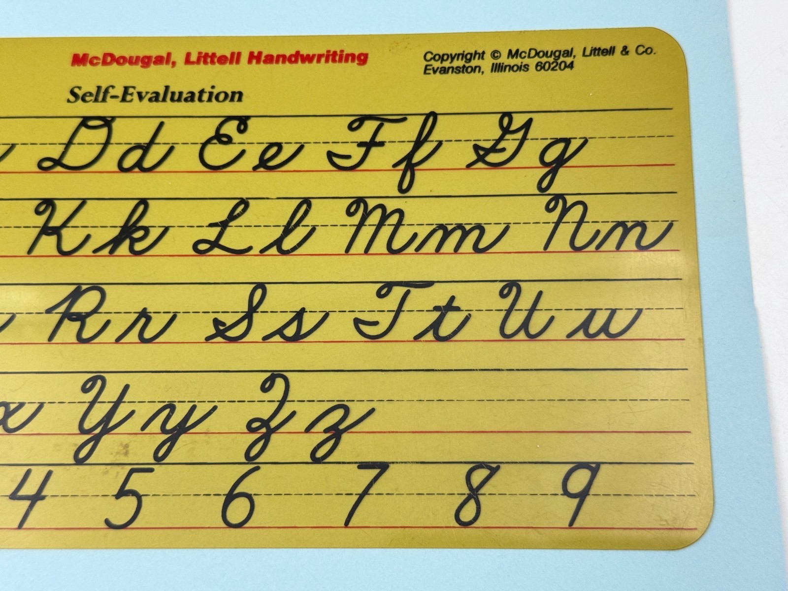 Cursive Handwriting See-Through Overlay by McDougal, Littell vgt Self Evaluation