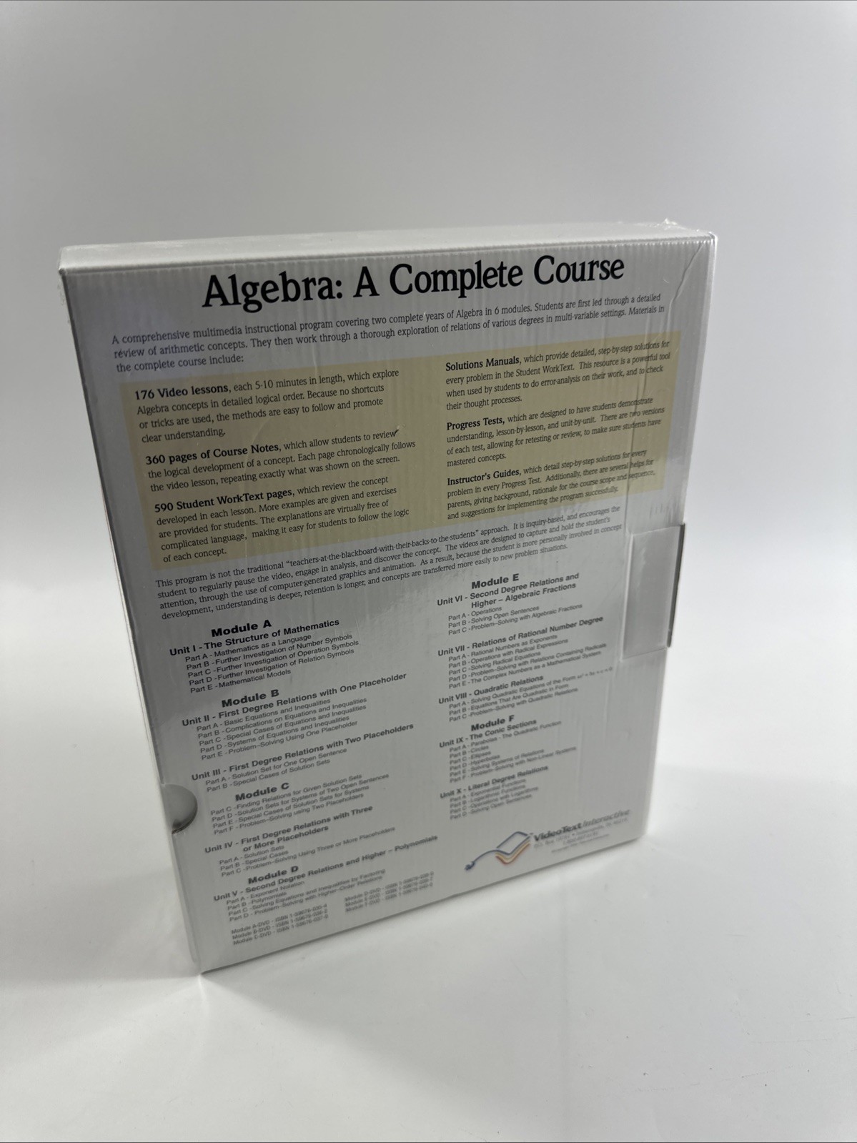 Algebra: A Complete Course Module C DVD Format Videotext interactive Sealed