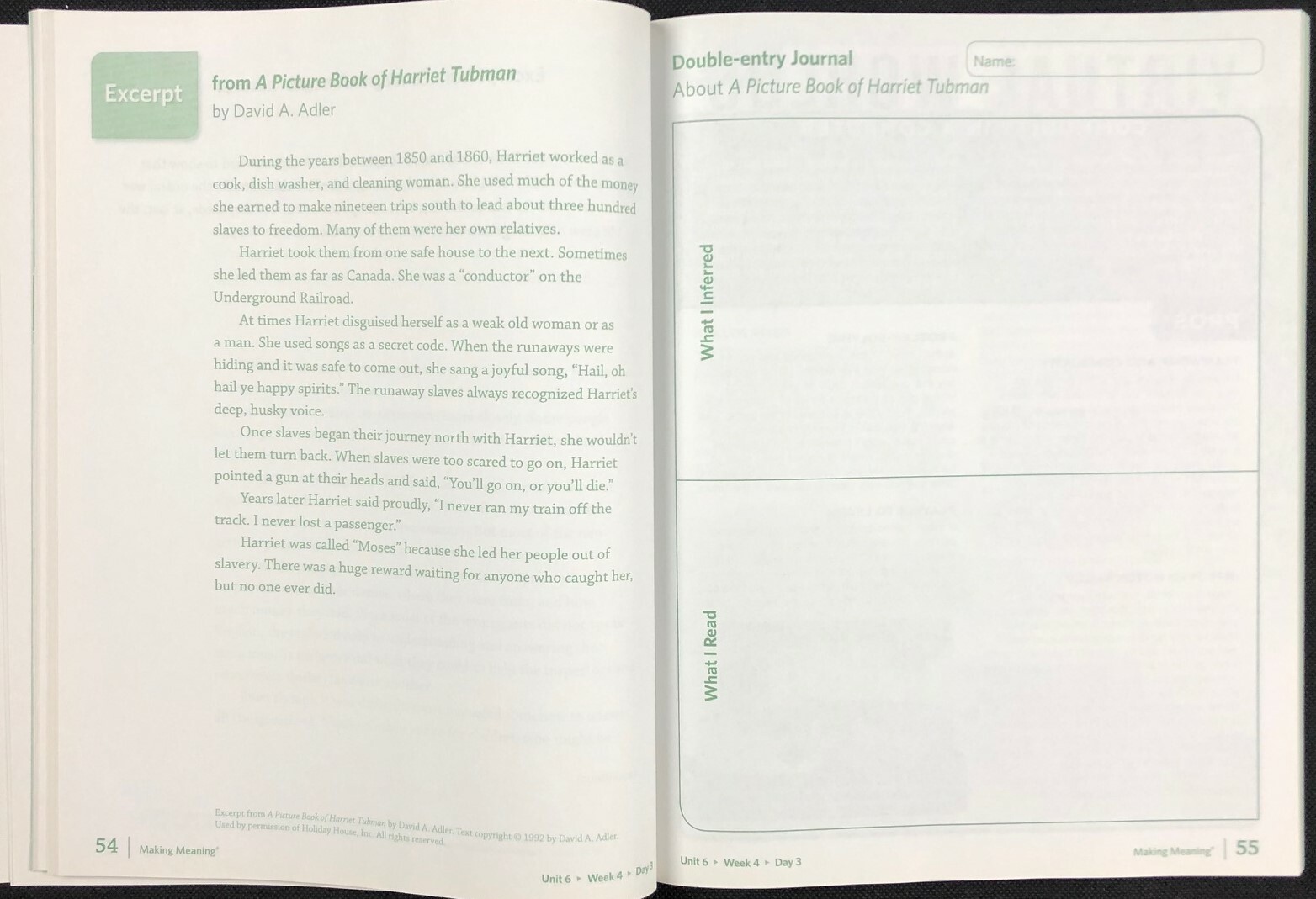 4th – Making Meaning STUDENT RESPONSE BOOK (2015, 3rd Edition)