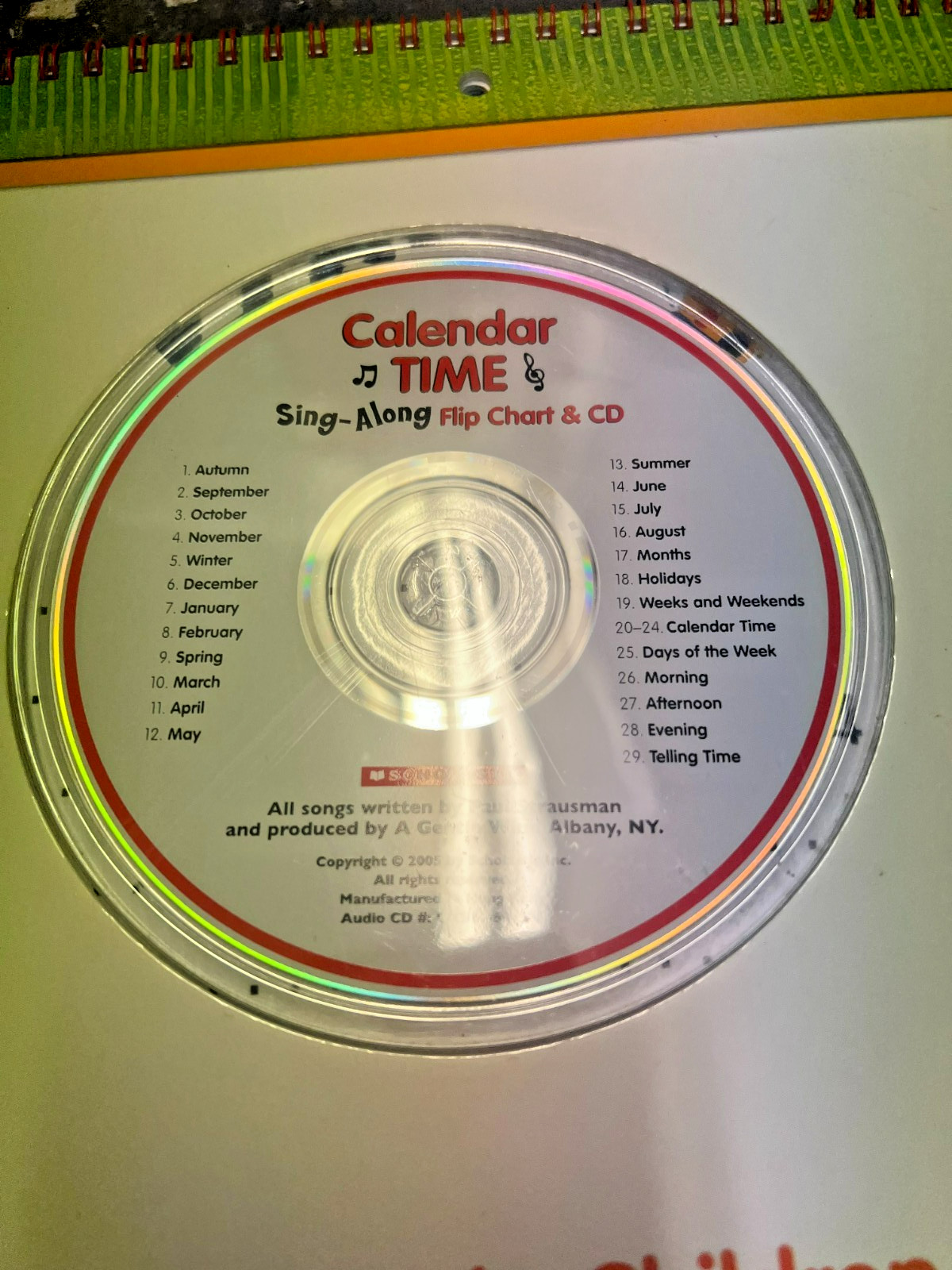 Scholastic Calendar Time Sing-Along Flip Chart With CD Grades PreK -1