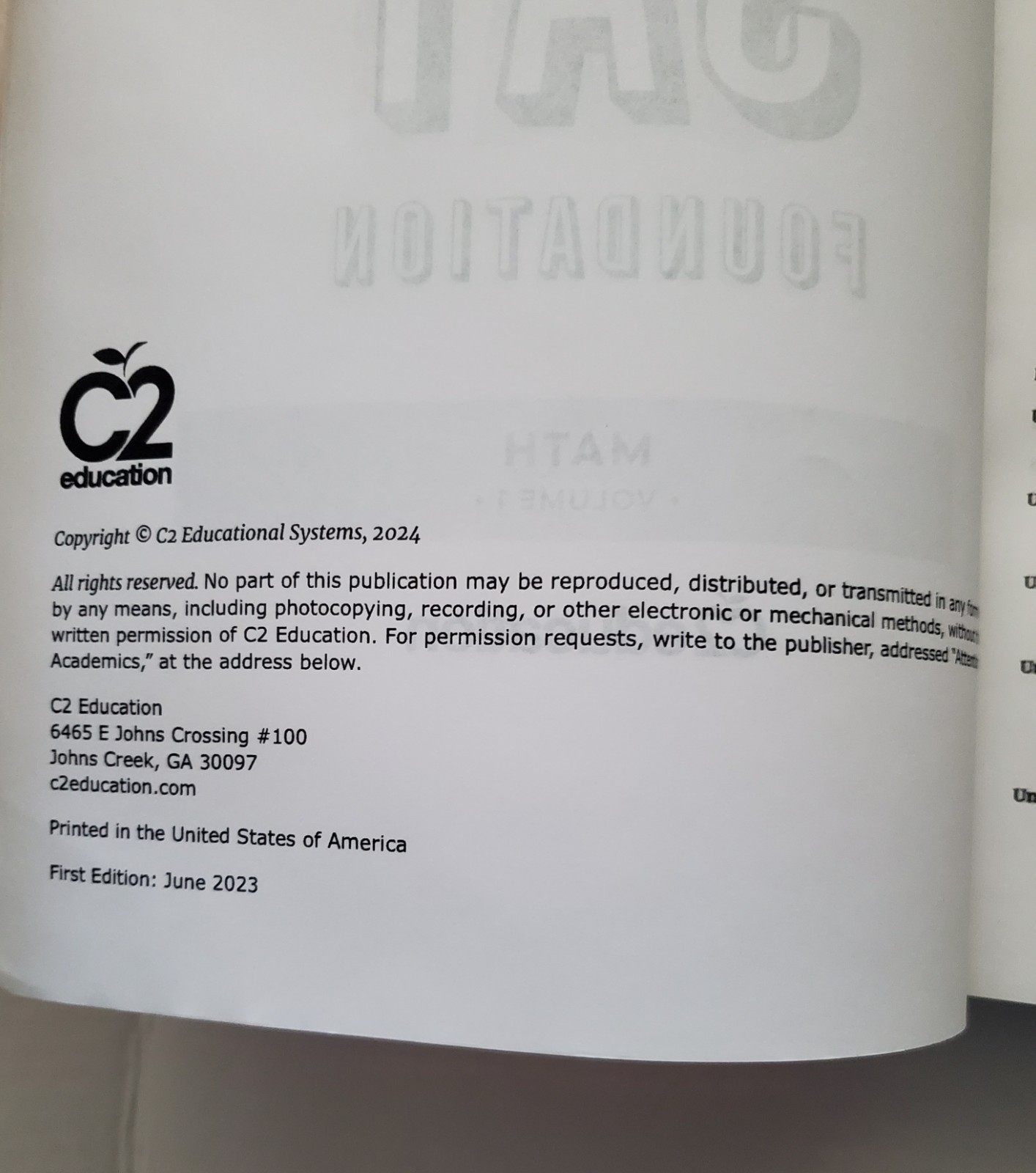 Digital SAT Foundation Math Volume 1 by C2 Education – SAT Prep Workbook 2024