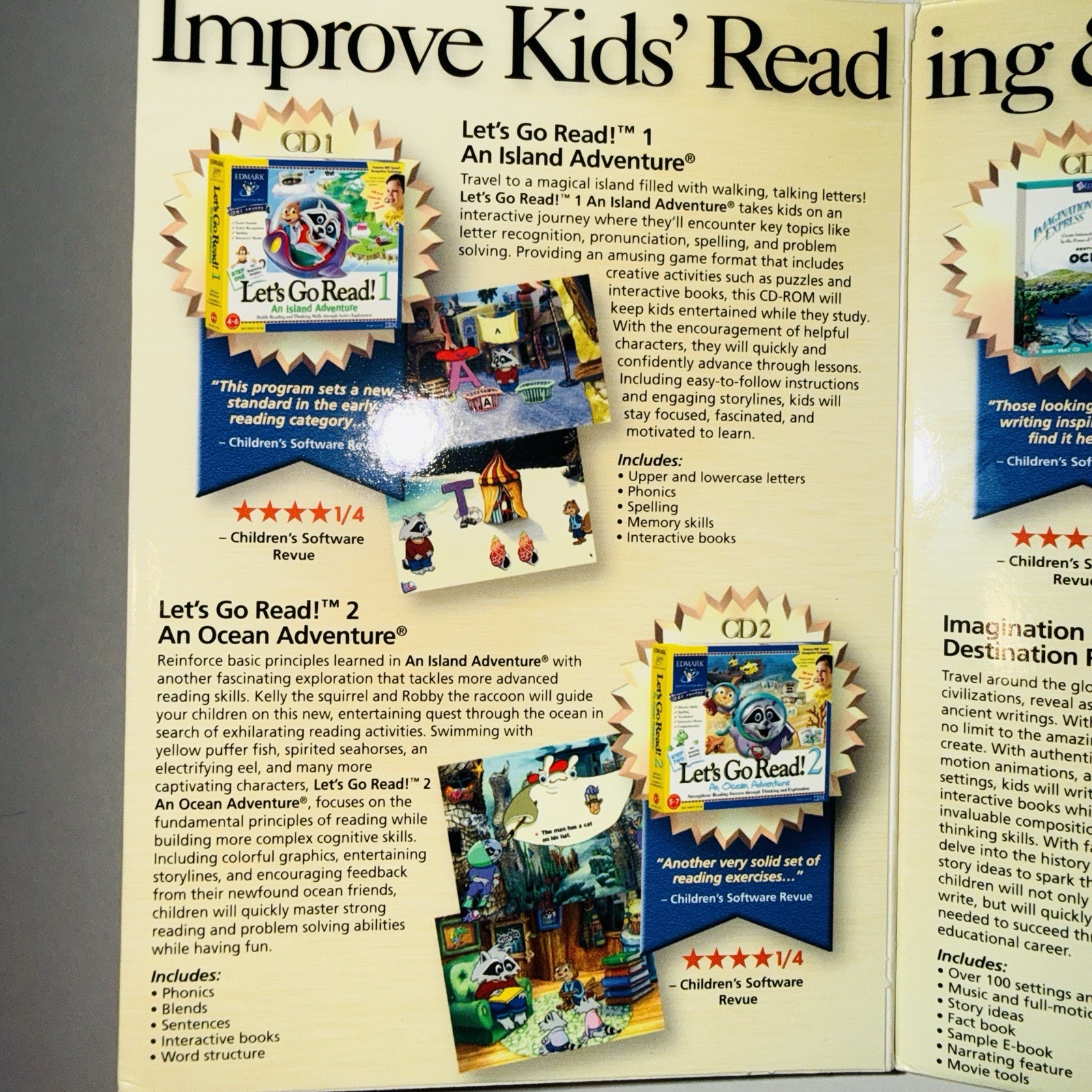 Educator’s Choice Phonics Reading Writing Excelerator 2001 CD-ROM Big Box 4 Disc