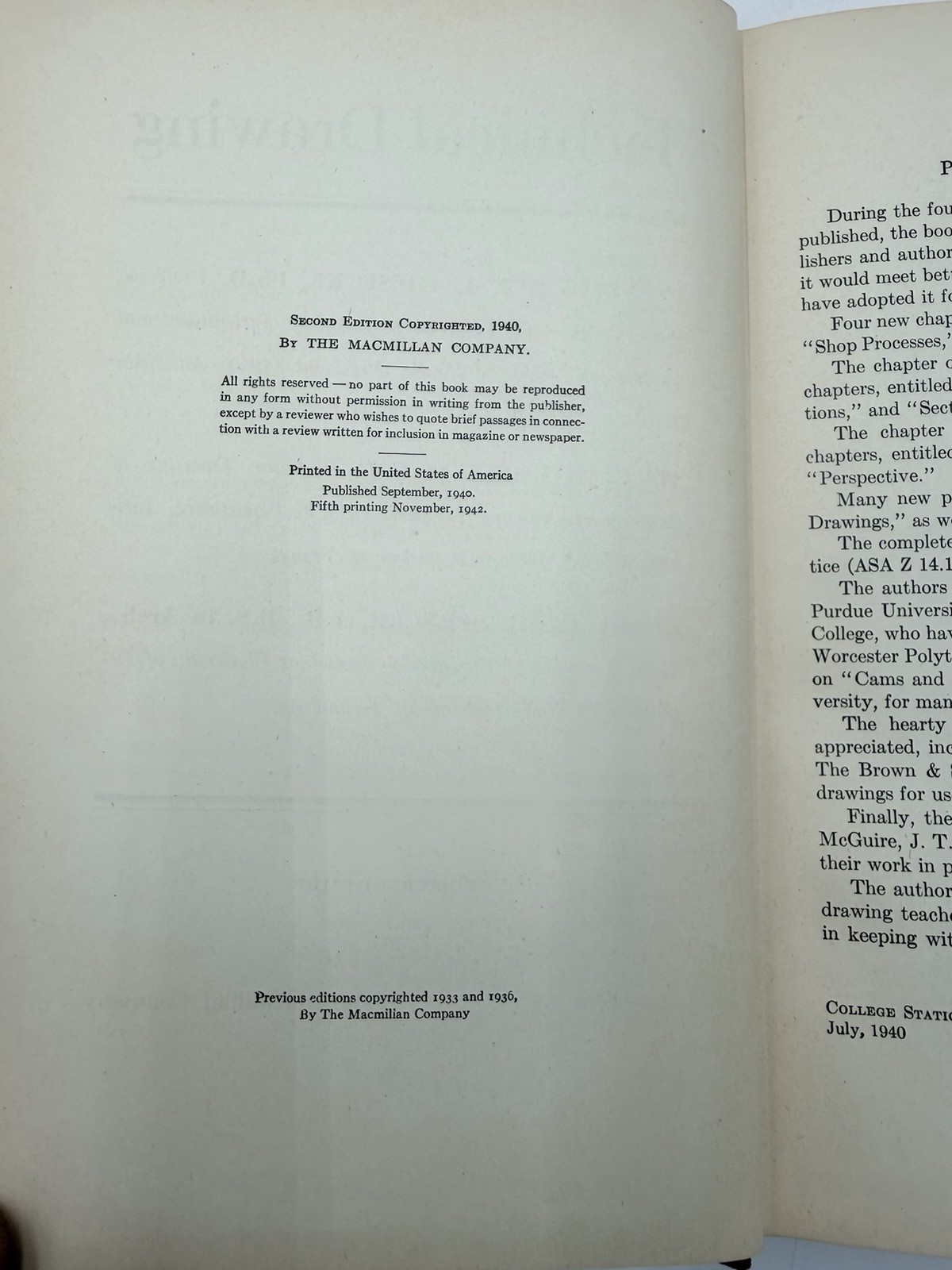 Technical Drawing, Second Edition, Giesecke, Mitchell & Spencer 1940 illustrated