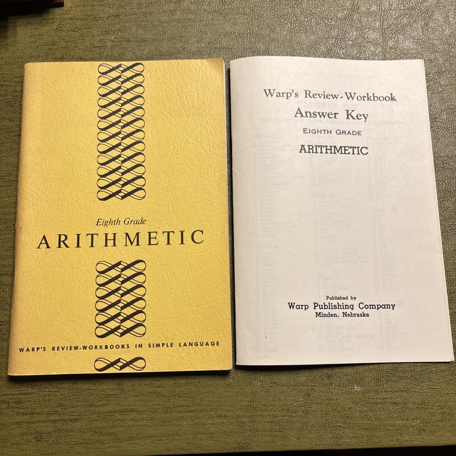 1947 Warp Eighth Grade Arithmetic Workbook + Answer Key Vintage School Textbook