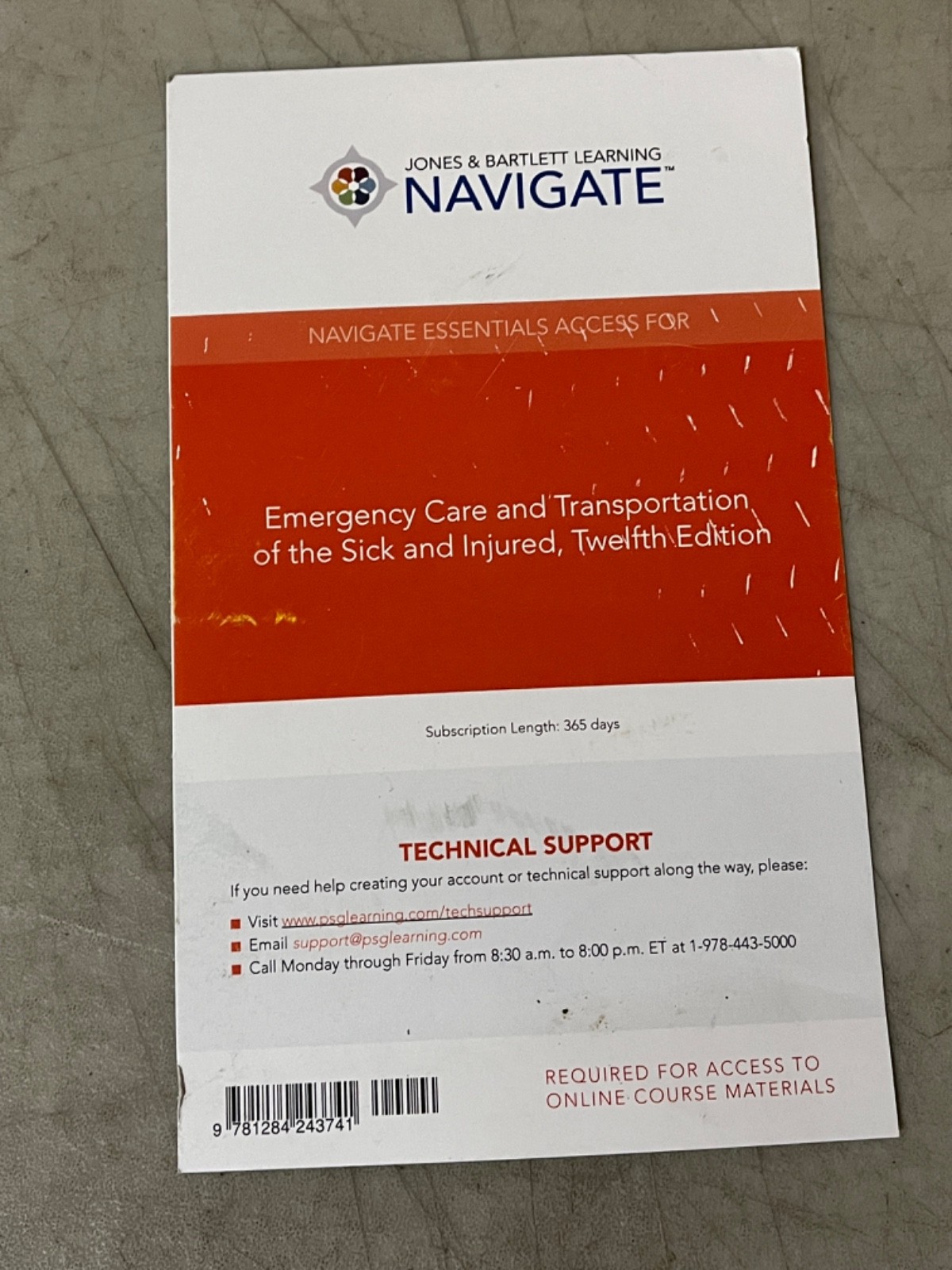 12th Ed Emergency Care Transportation Sick Navigate ESSENTIALS Access Code ONLY