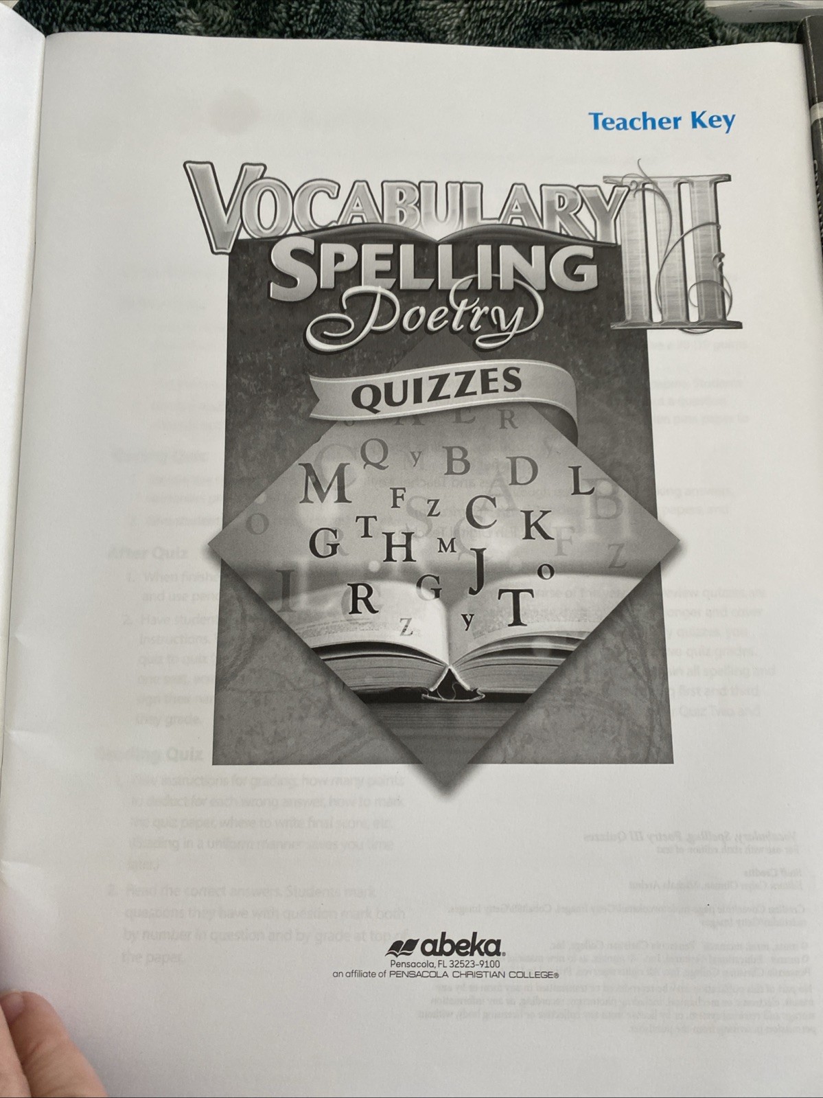 Abeka Grade 9 Grammar & Composition III & vocab And Spelling III Quiz Test Keys