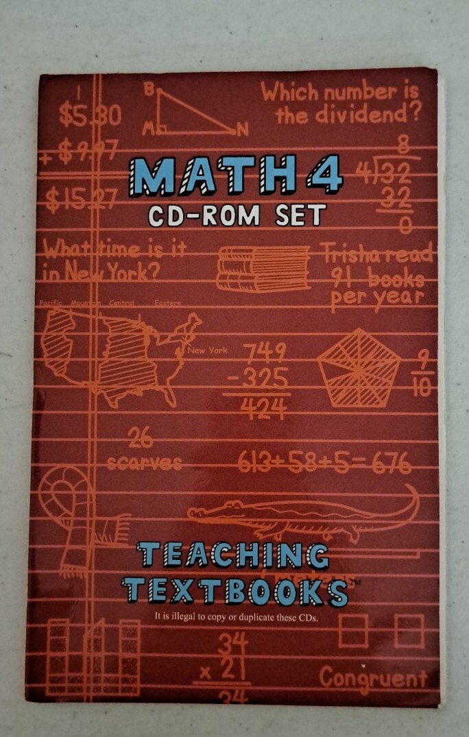 Teaching Textbooks Math 4 CD-ROM Set. NOT auto-grading #601