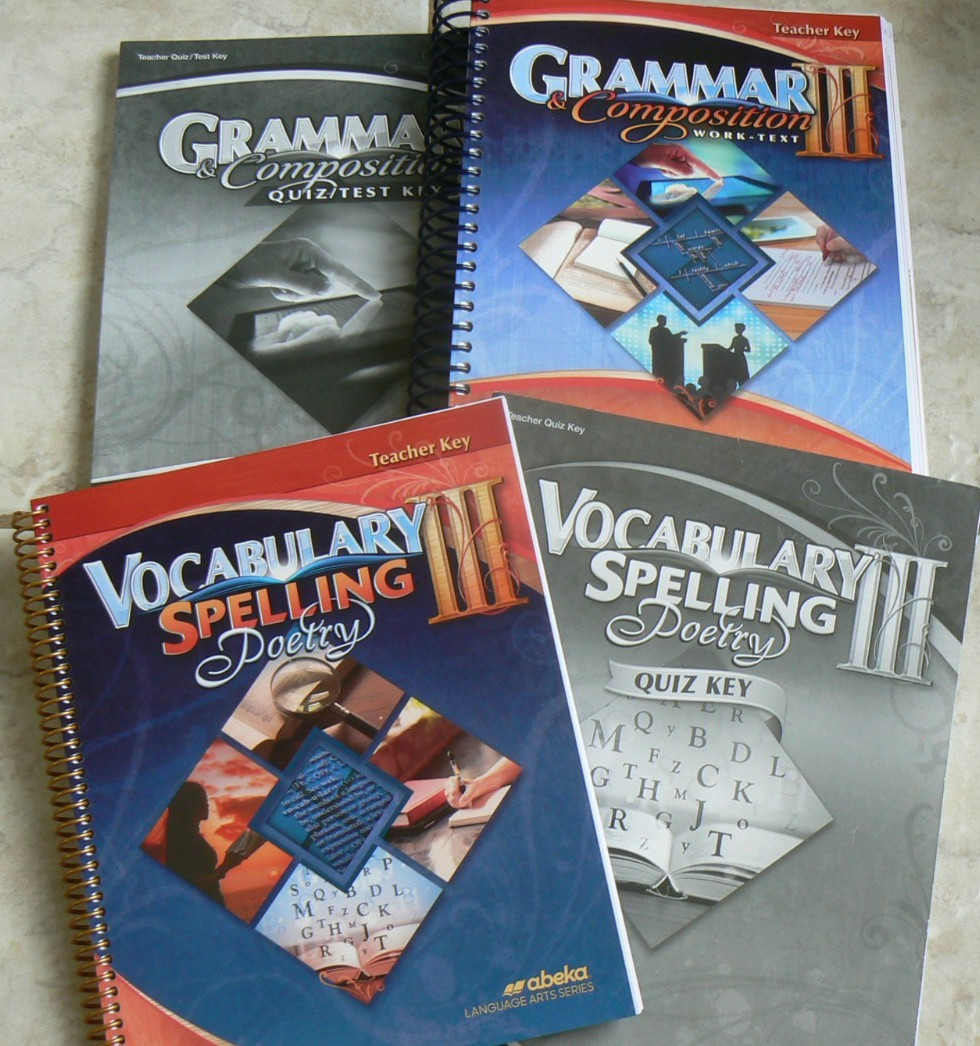 ABeka gr.9 CURRENT 7-pc Language Arts LOT, Literature, Grammar III, Spelling III