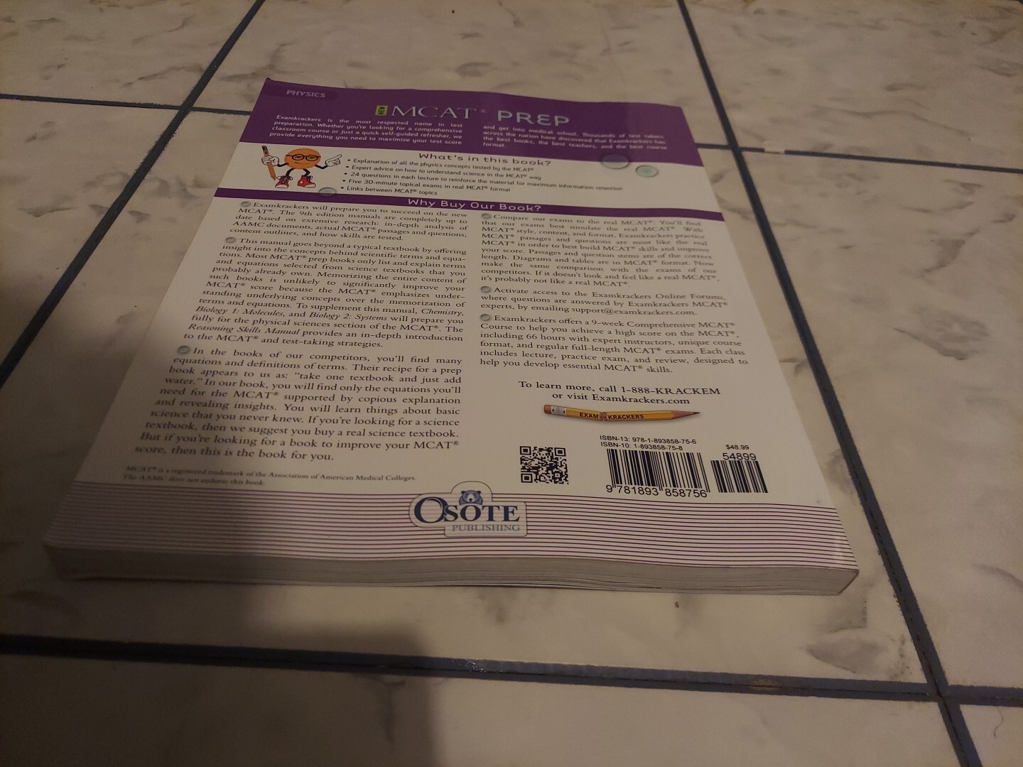 9TH EDITION EXAMKRACKERS MCAT PHYSICS By Jonathan Orsay
