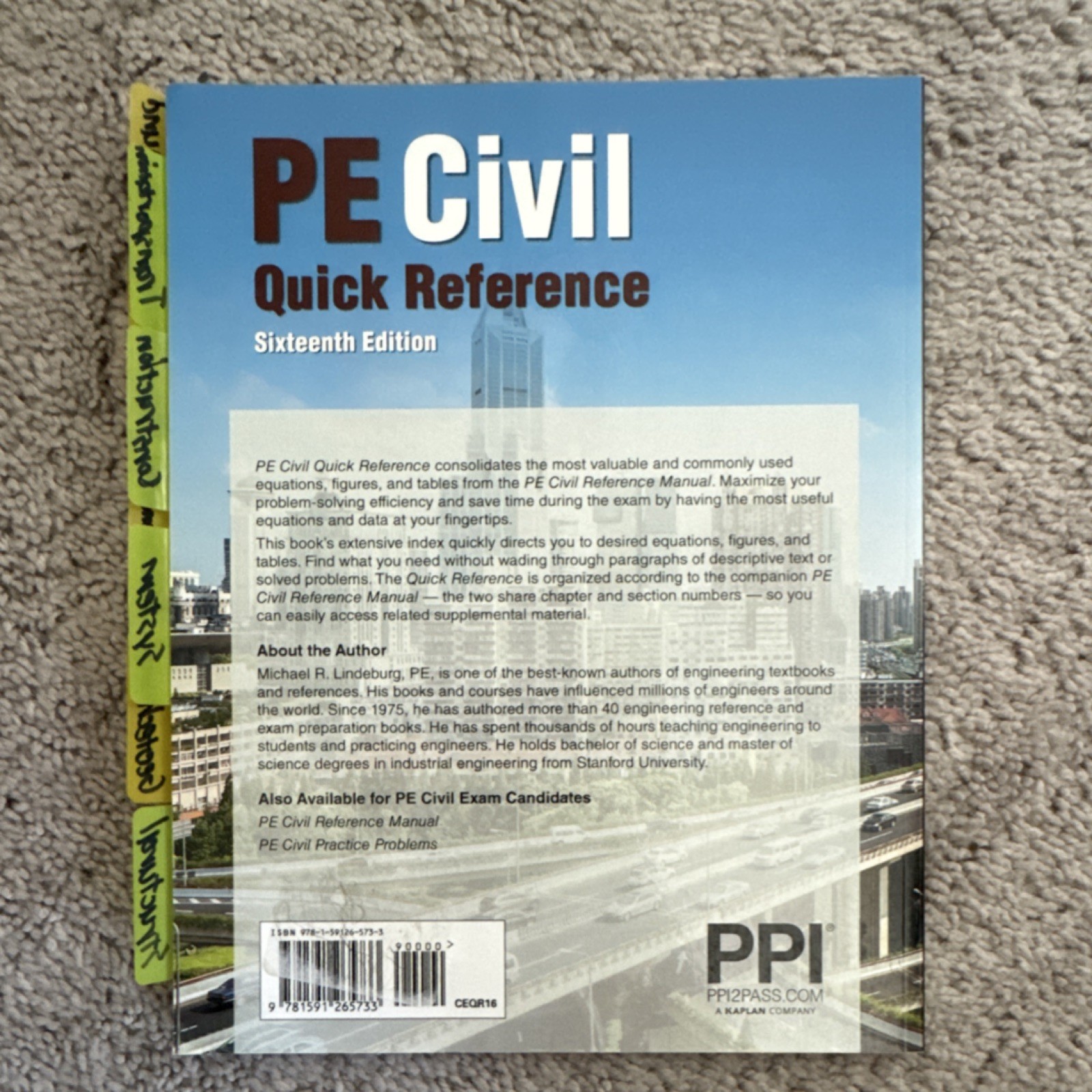 PE Civil Quick Reference Sixteenth Ed Lindeburg Study Guide PPI Exam Book