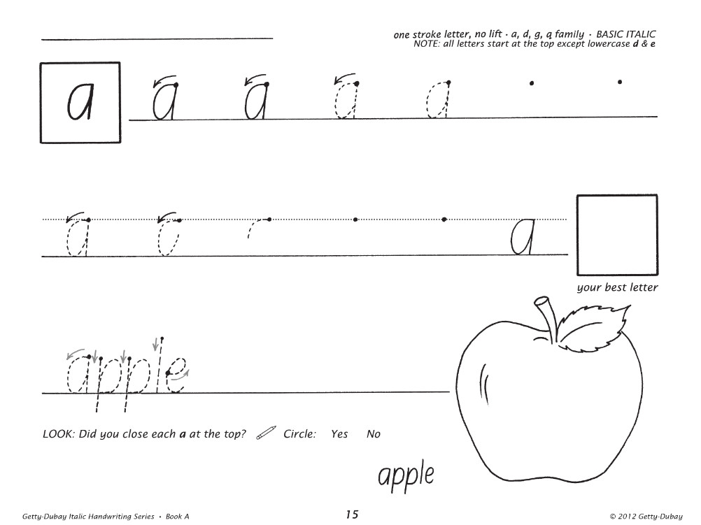 Getty Dubay Italic Handwriting Series Book A practice home education mason