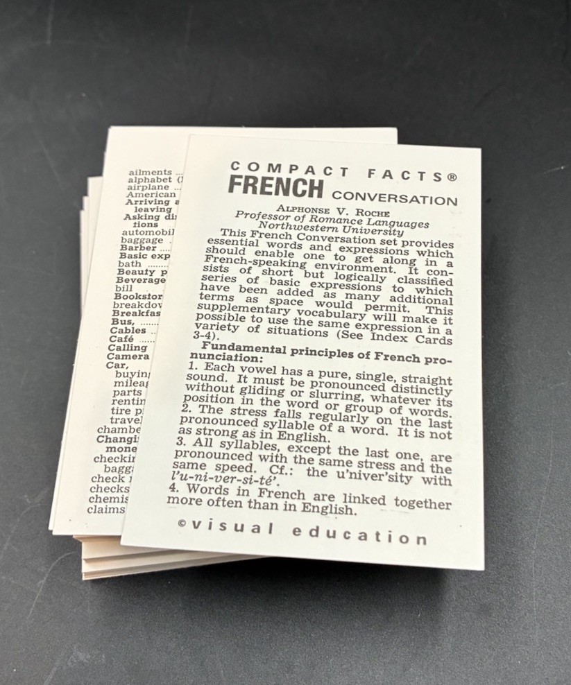 French Compact Conversation Facts Study Cards Visual Education Barely Used