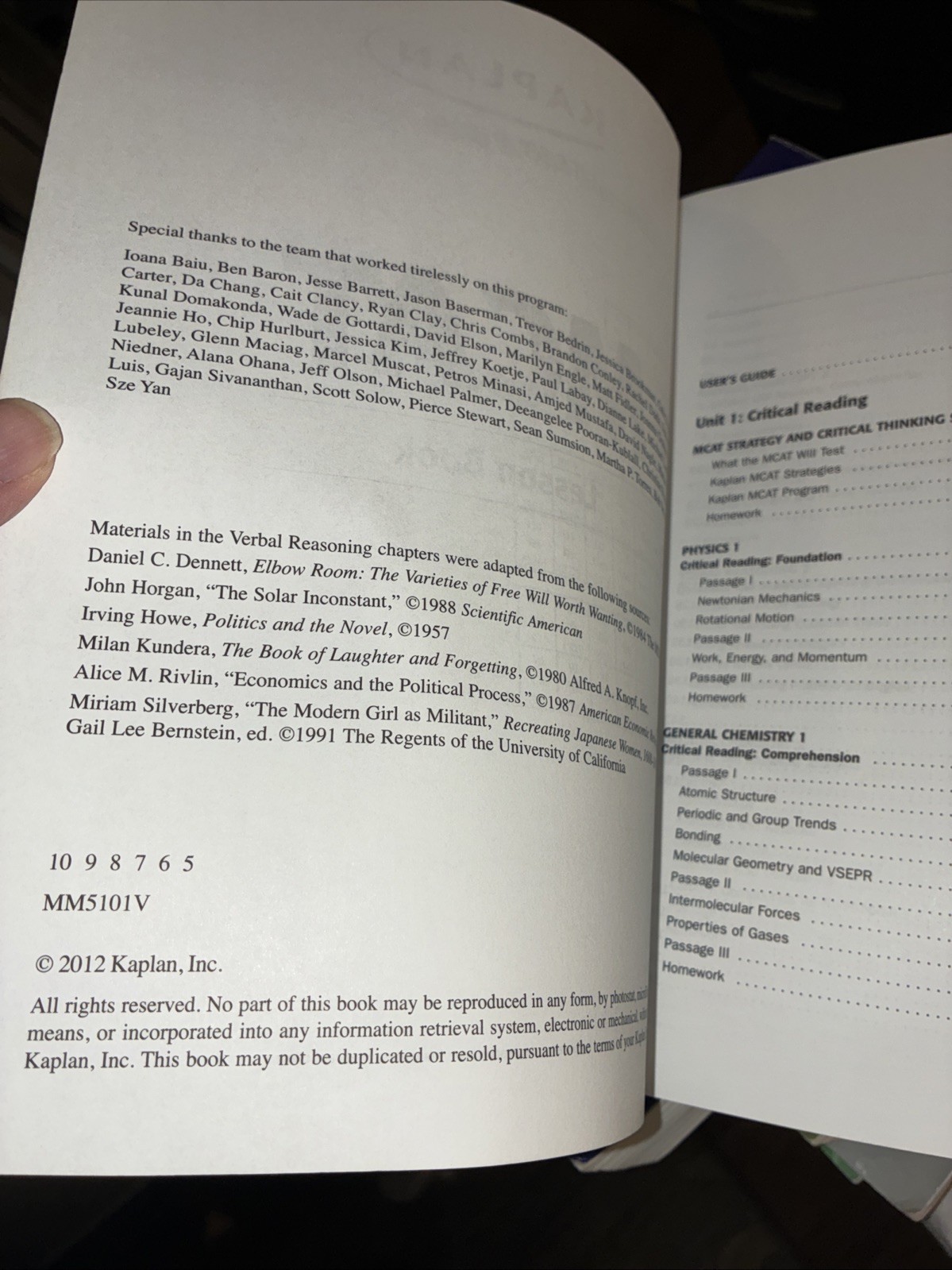Kaplan MCAT Lesson Book 2012 Test Prep Pre-Med Textbook Study Guide