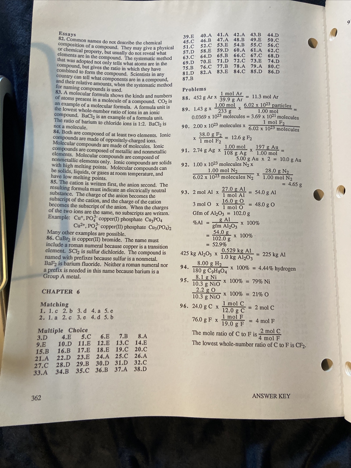 Addison-Wesley Chemistry Testing Software Data Bank Book 1988 Q&A