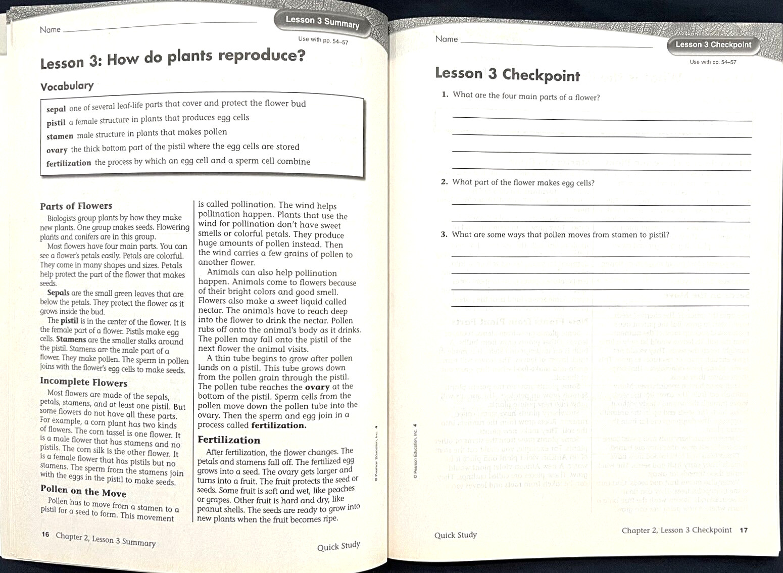 4th Grade – SCIENCE – QUICK STUDY – Intervention Study Guide (2006, Foresman)