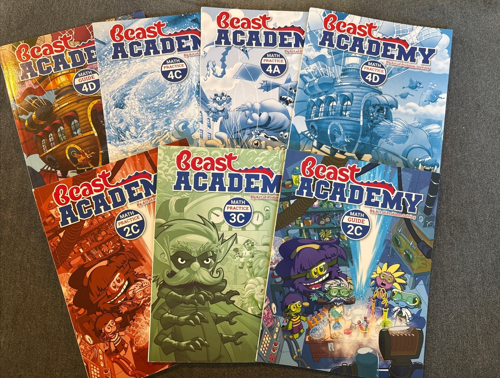 Art of Problem Solving Beast Academy Guide Book & Practice Set 7 Books NEW