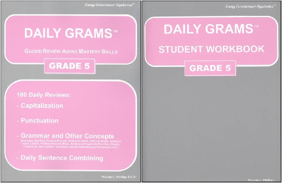 Daily Grams (Easy Grammar) Grade 5 SET Text and Workbook NEW