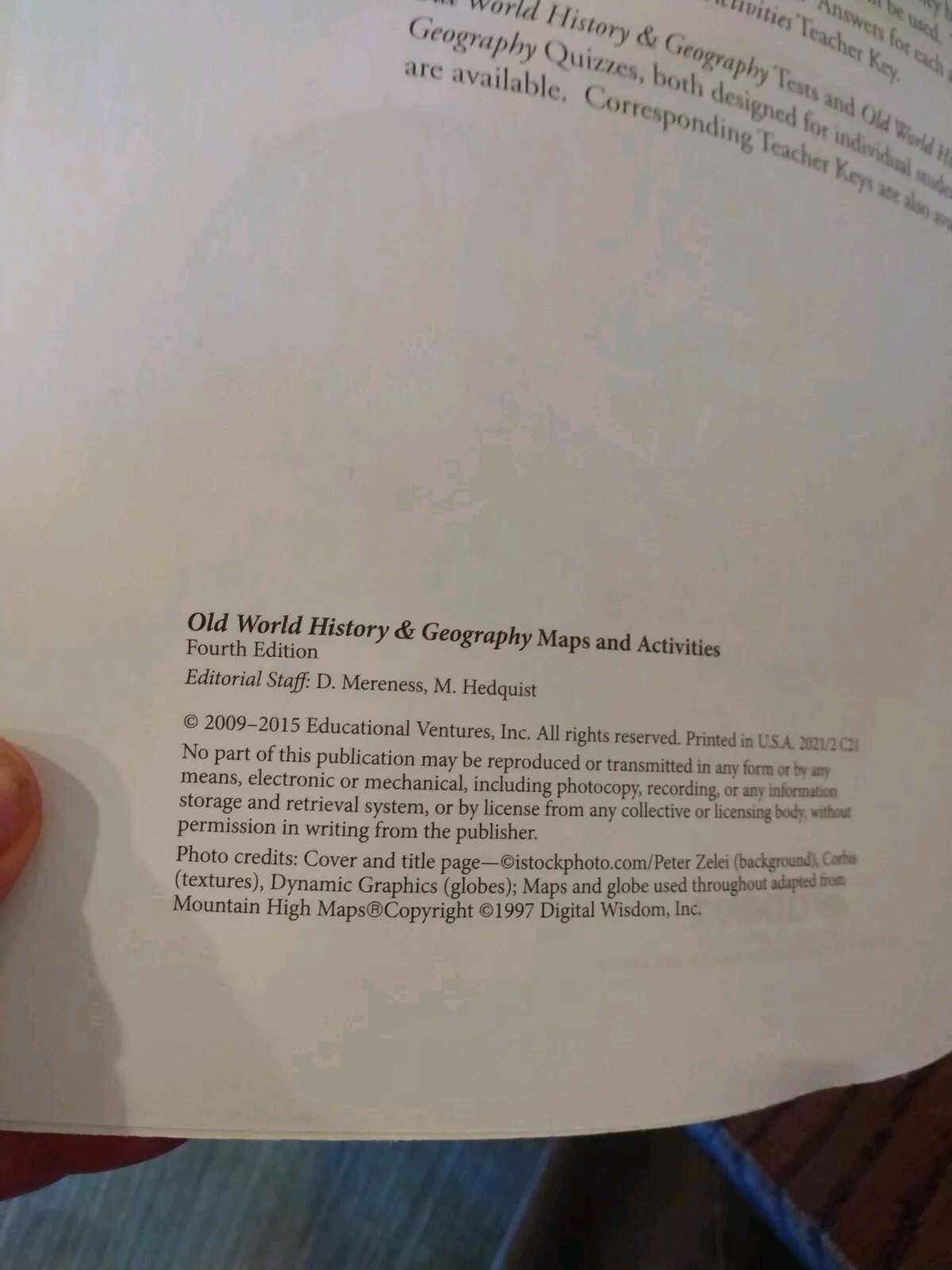 Worktext Maps & Activities 5th Grade ABEKA Old World History & Geography 4th ed.