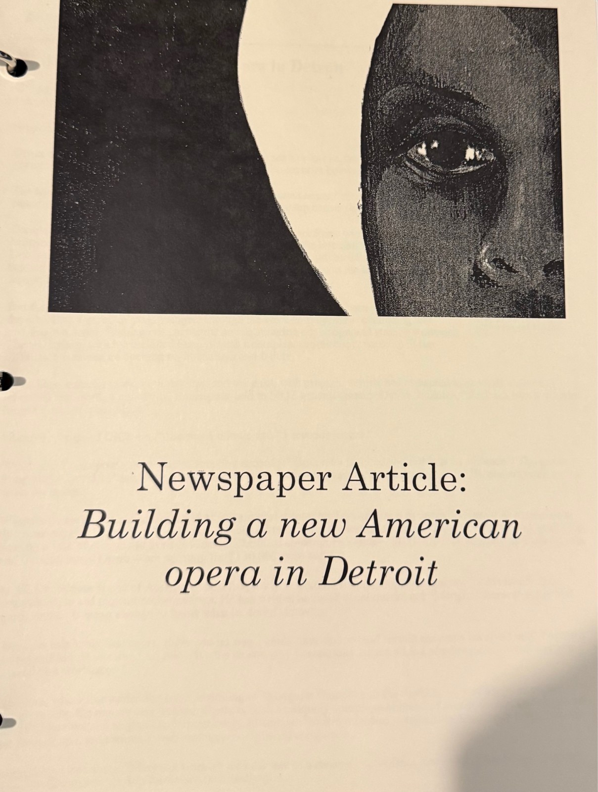 Introducing Margaret Garner Study Guide Binder from 2005 Seminar Opera Notes