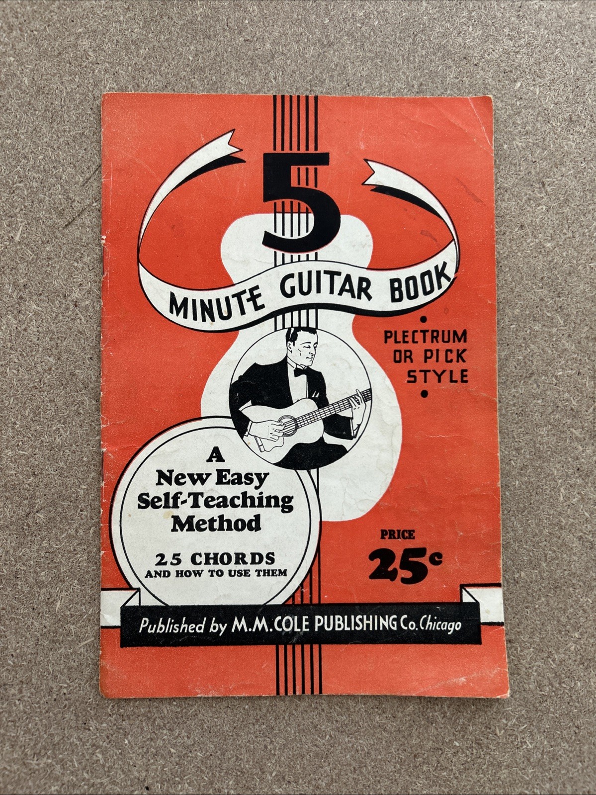 Vintage 1935 5 Minute Guitar Book Plectrum or Pick Style by M.M. Cole Publishing