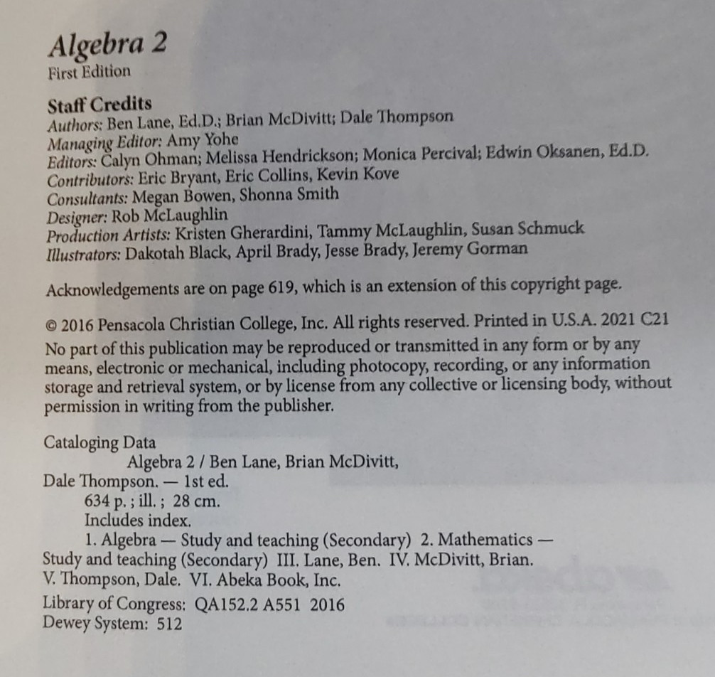 Abeka Algebra 2 Teacher Set! Solution Key, Teacher Edition & Quiz / Test key