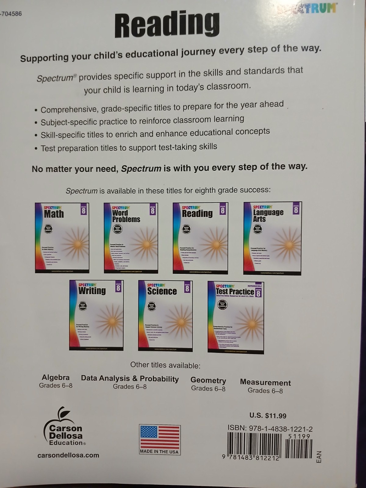 Spectrum Reading Grade 8
