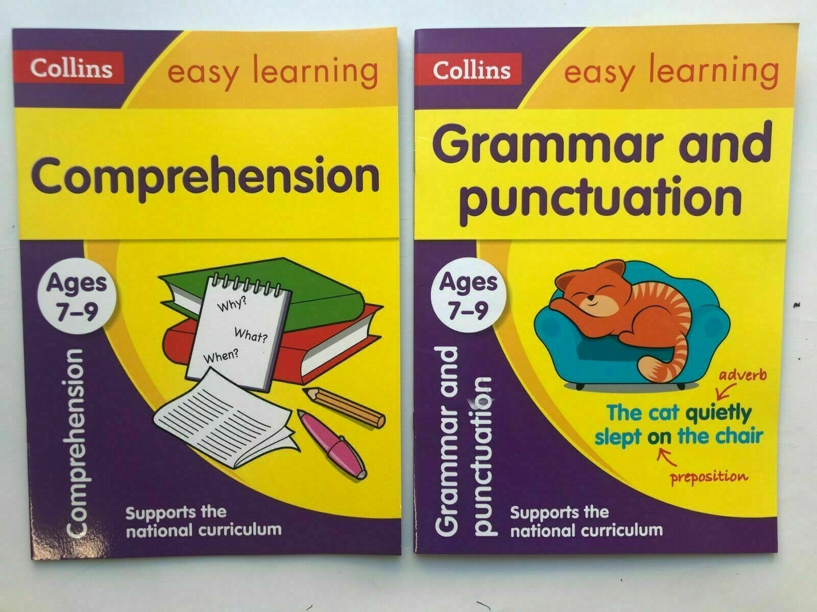 KS2 Collins Comprehension & Grammar Pack of 2 Workbooks Kids Age 7-9 years New
