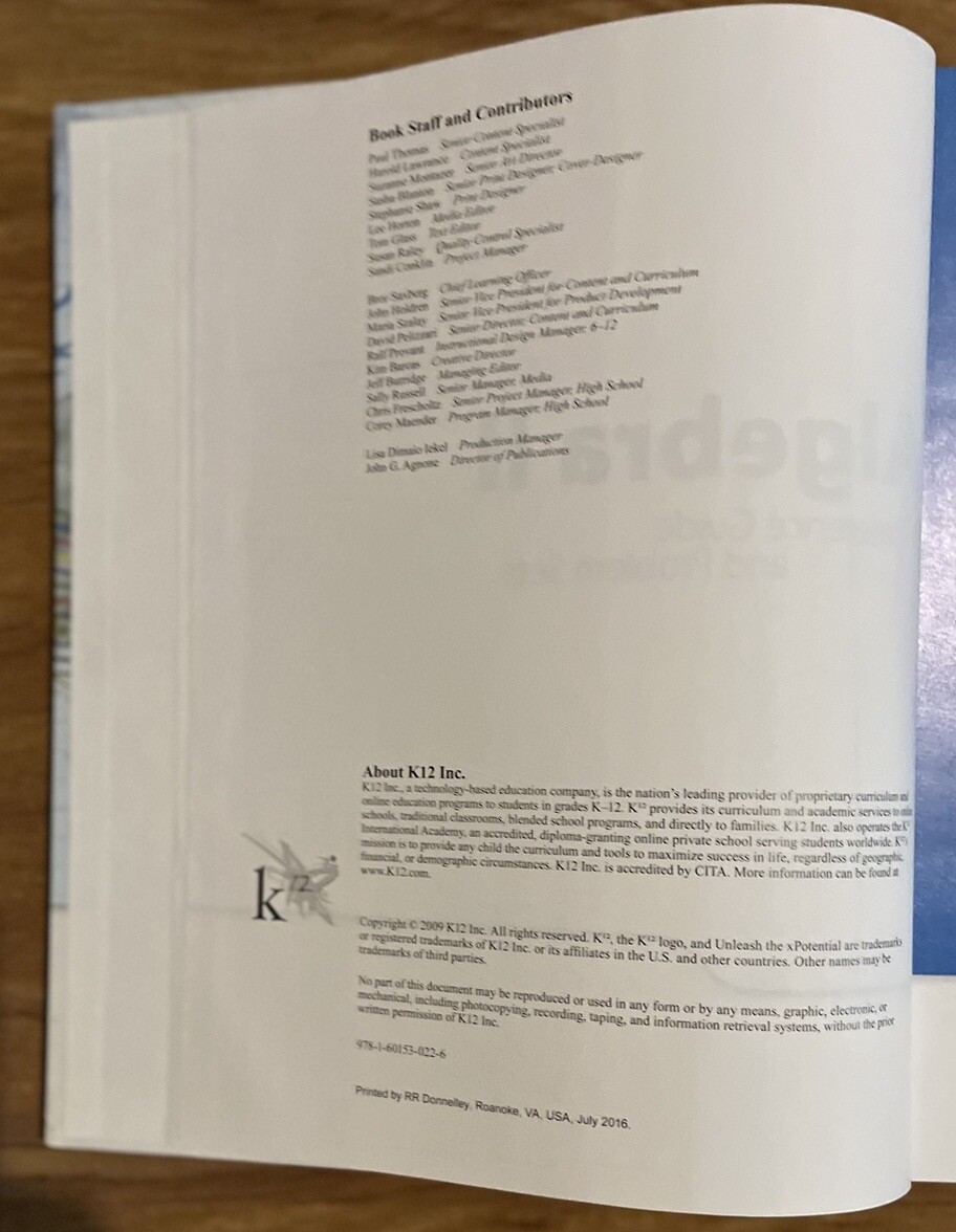 Algebra II A Reference Guide and Problem Sets, No Markings Answers In Back