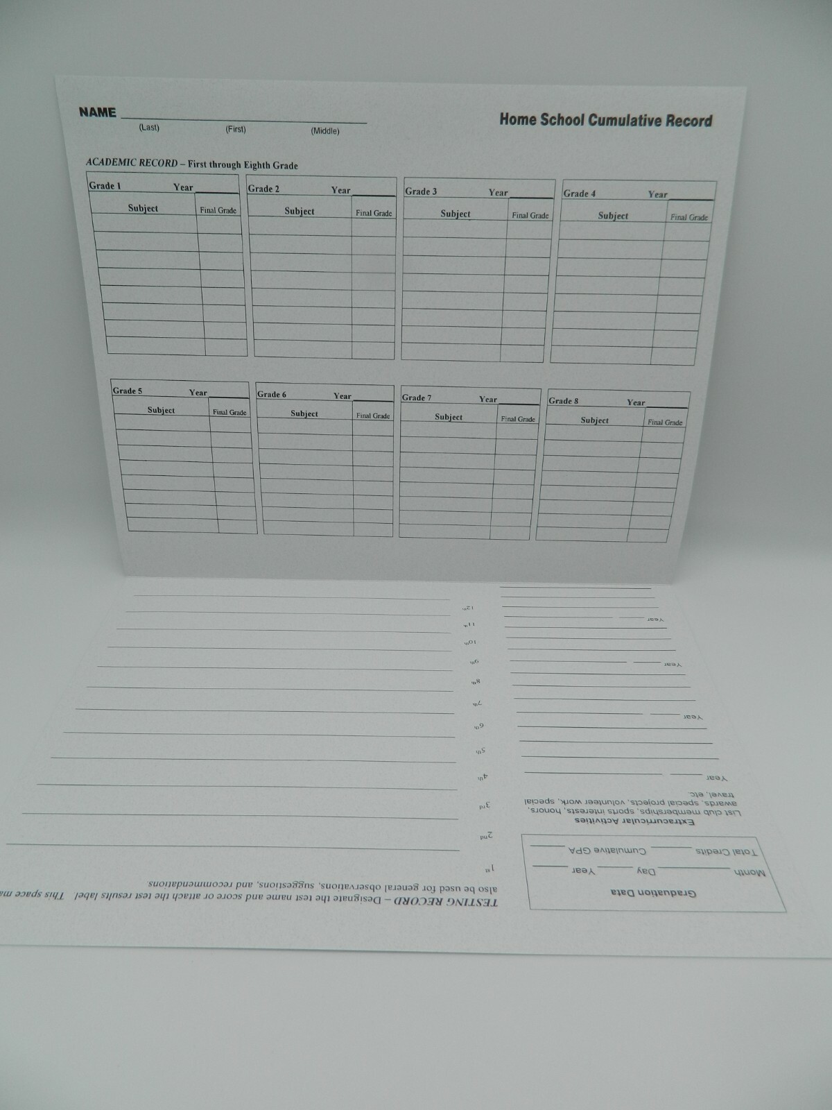 Homeschool Transcript Cumulative Folder, Pack of 5, use w. Abeka / BJU, Apologia