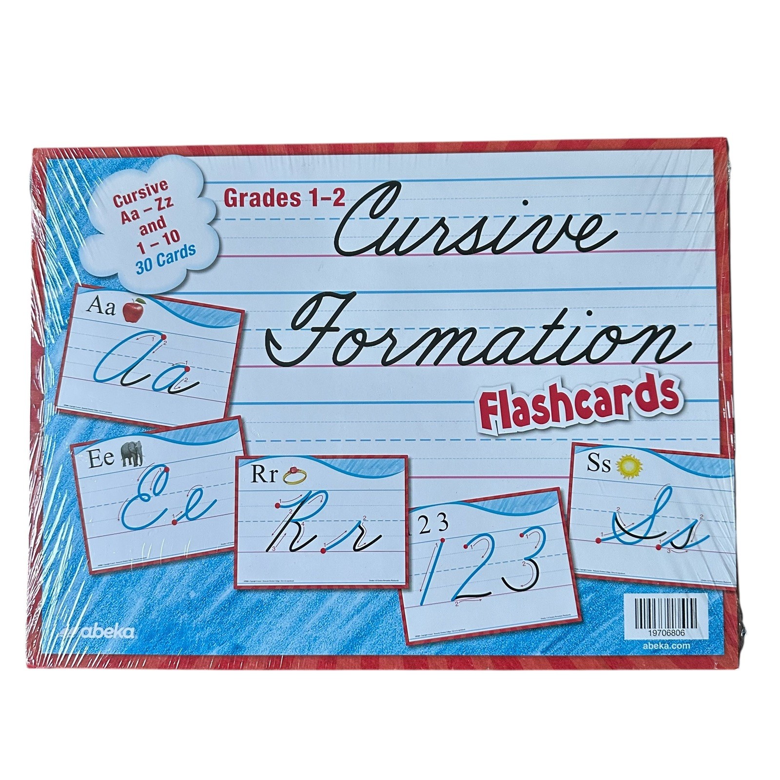 Abeka Cursive Formation Flashcards, 12″ x 9″, Grades 1-2, Homeschool, New Sealed