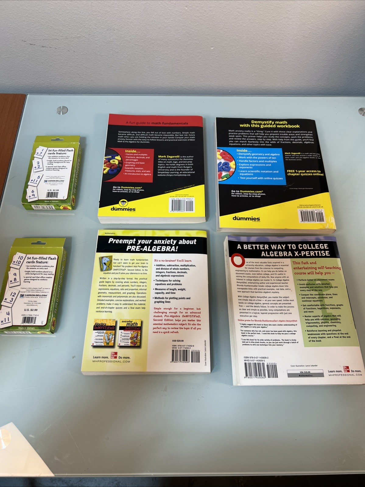 Math Learning Book Lot Pre-Algebra College Algebra For Dummies DeMYSTiFieD