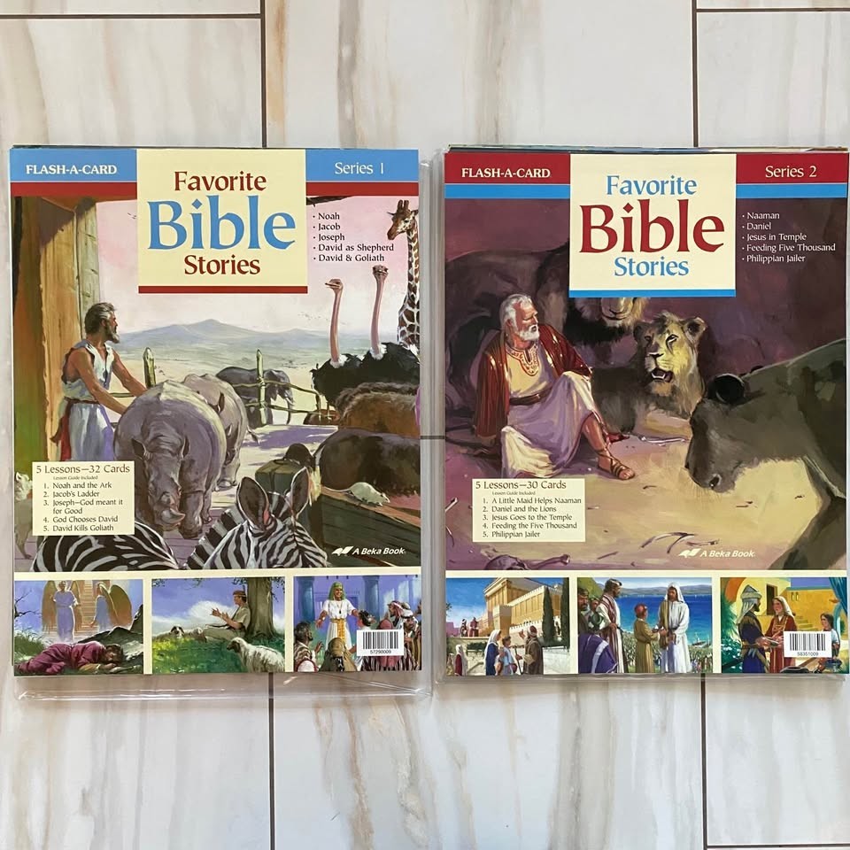 Abeka Bible Curriculum Flash-A-Card FAVORITE BIBLE STORIES Series 1 & 2 – LOT