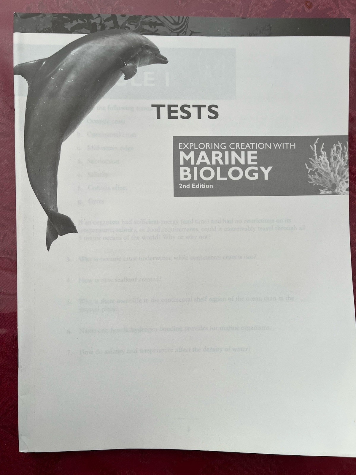 Exploring Creation with MARINE BIOLOGY 2nd Edition Apologia TESTS