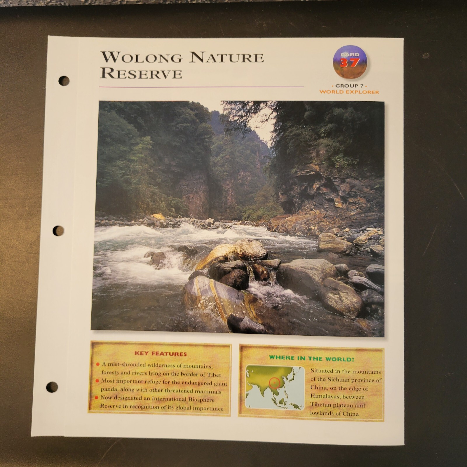 Wildlife Explorer Card 37 Group 7 World Explorer Wolong Nature Reserve