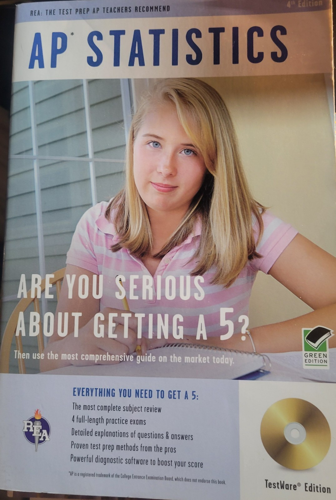 AP STATISTICS W/ -ROM (ADVANCED PLACEMENT (AP) TEST By Robin Levine-wissing VG