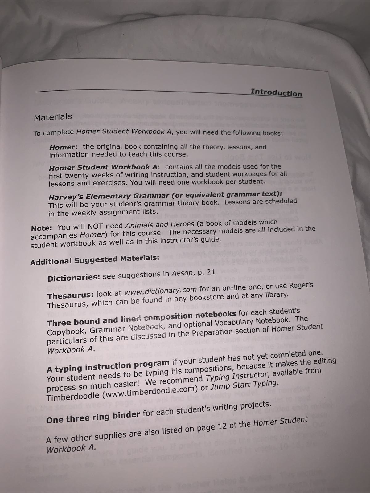 CLASSICAL WRITING HOMER INSTRUCTORGUIDE FOR STUDENTS Workbook Book A Home School