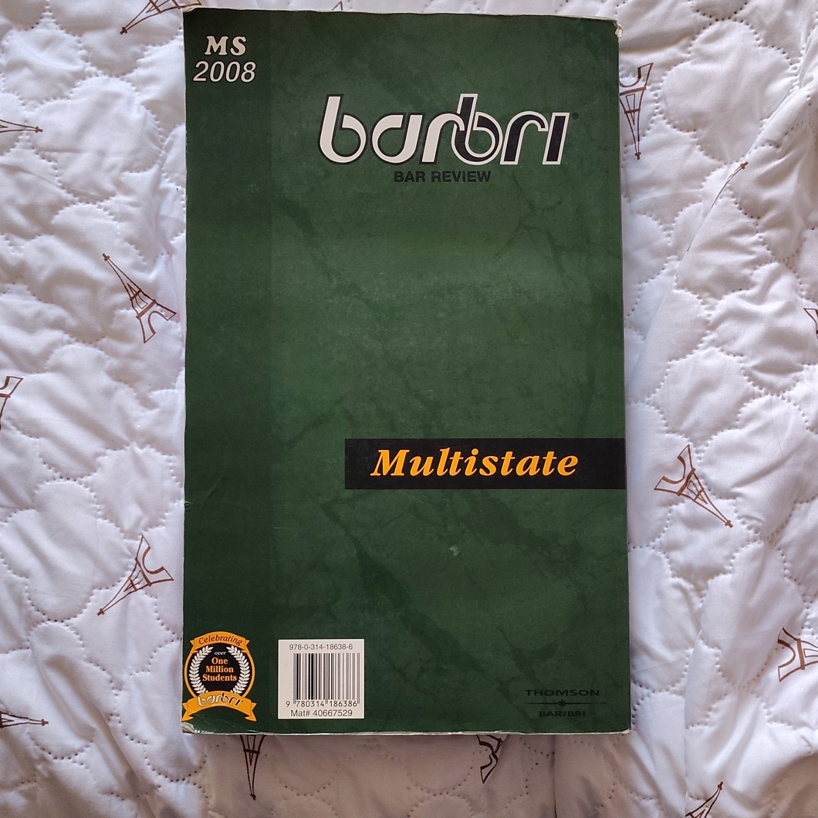 Barbri Bar Review Multistate Study Guide Paperback 2008 Law Exam Preparation