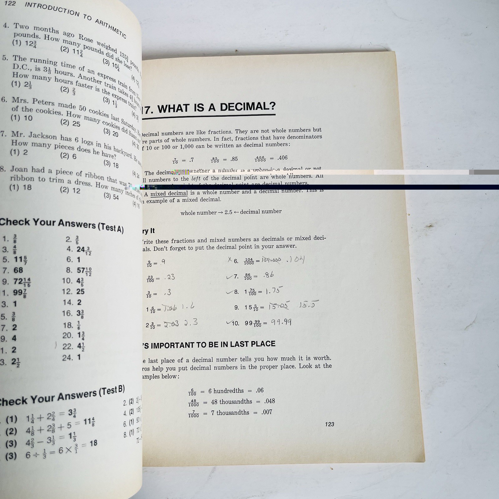Vintage 1972 Cambridge Pre GED Program Introduction Arithmetic Math Study Book