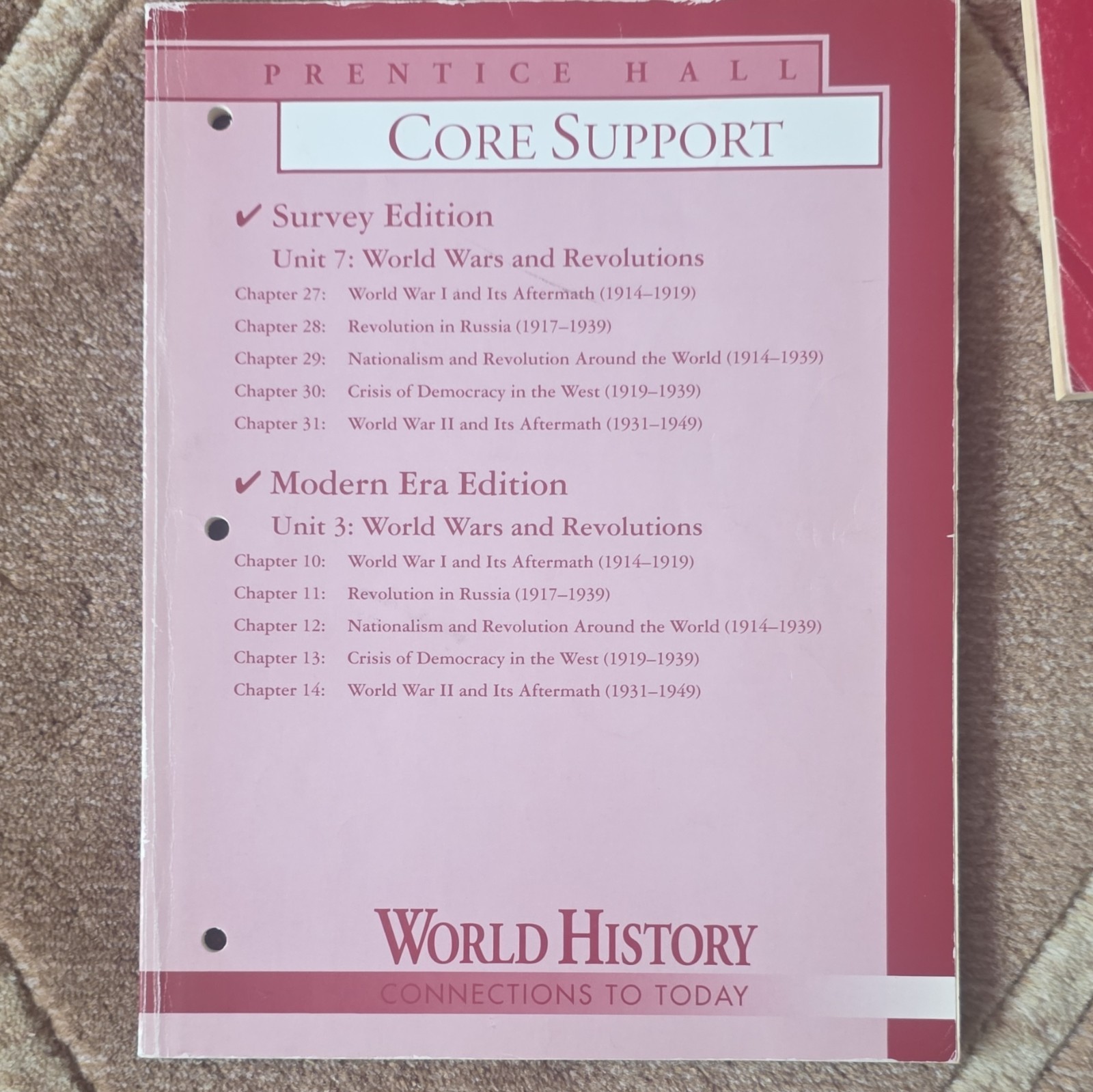 Prentice Hall Core Support World History Connections to Today Unit 7