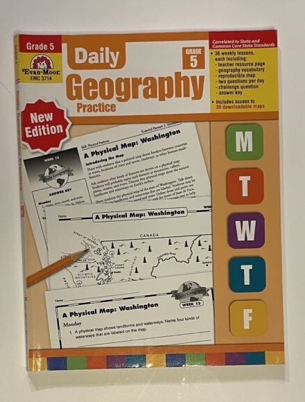 Evan-Moor Daily Geography Practice Grade 5 Like NEW