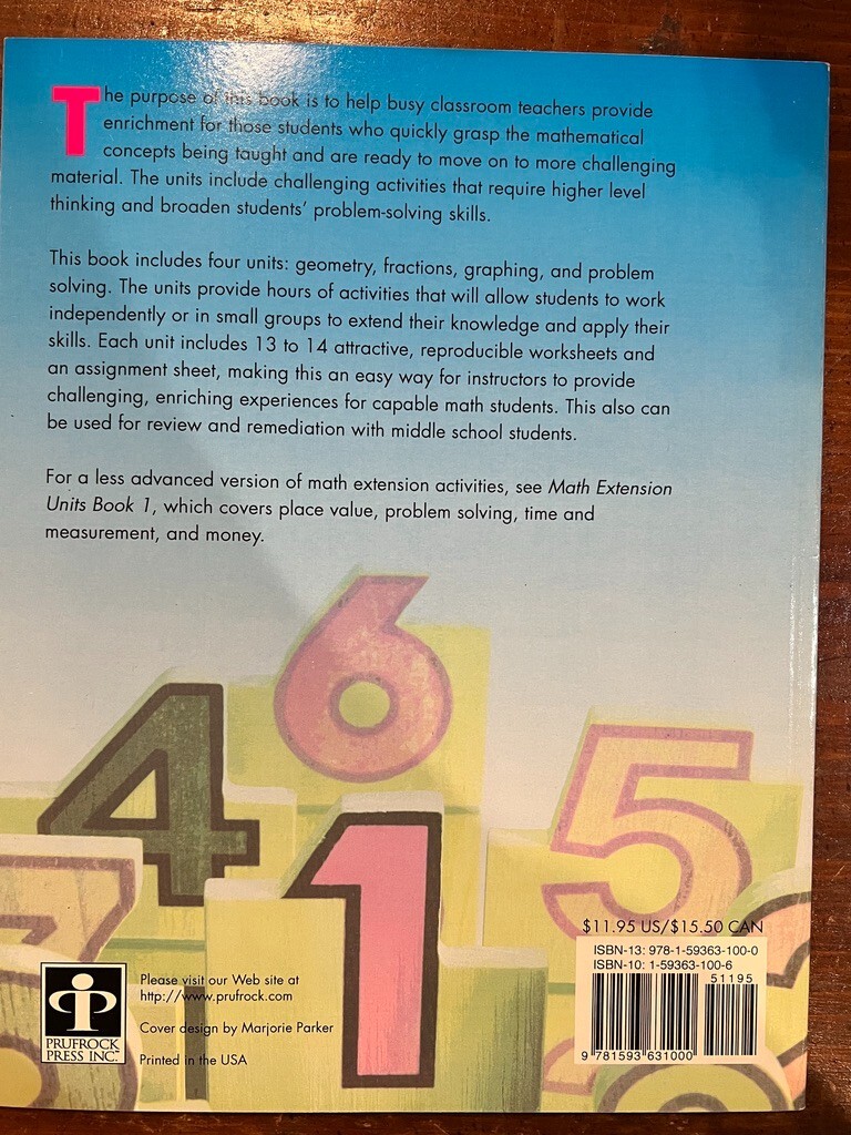 Teacher Book Math Extension Units GRades 4-5