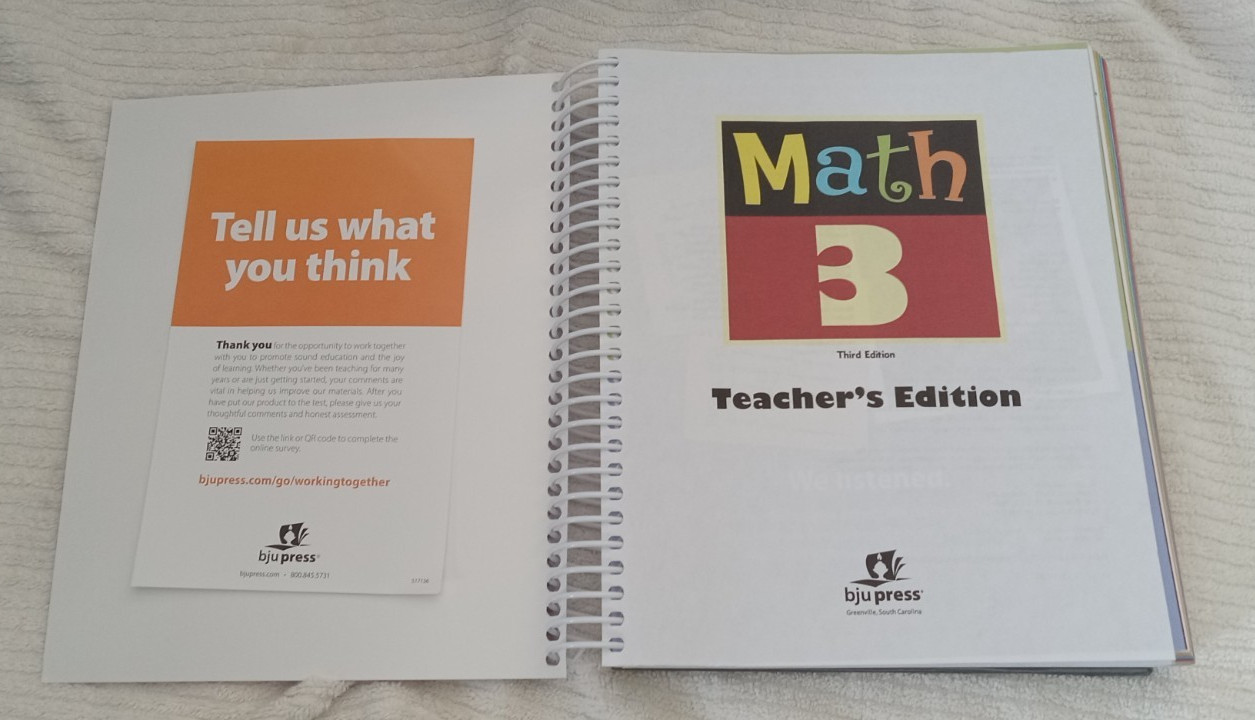 BJU Press Math 3 Teachers Edition, 3rd Edition With CD w/ Free Fast Shipping!