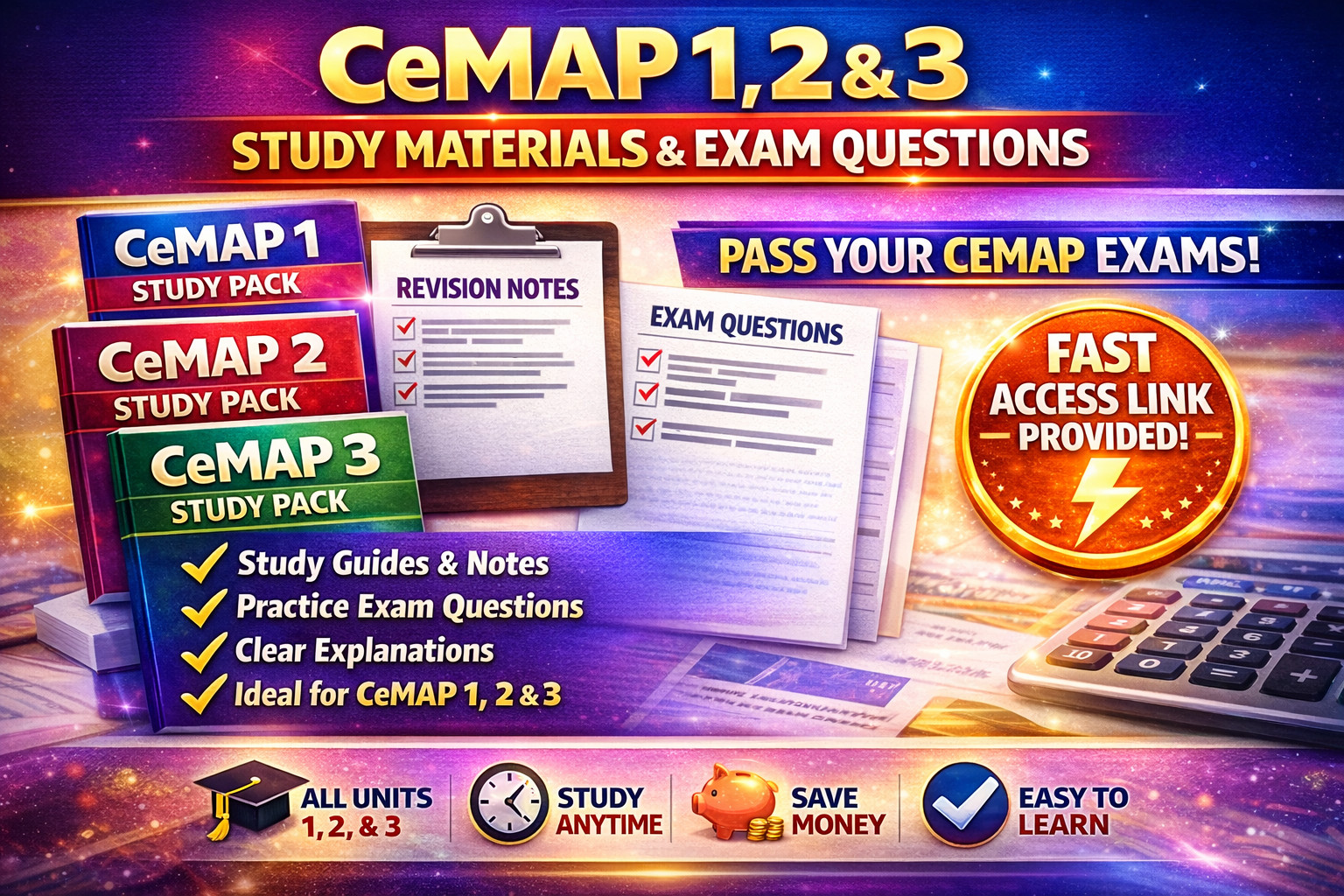 CeMAP 1, 2 & 3 Complete Study Materials | Exam Questions & Revision Pack