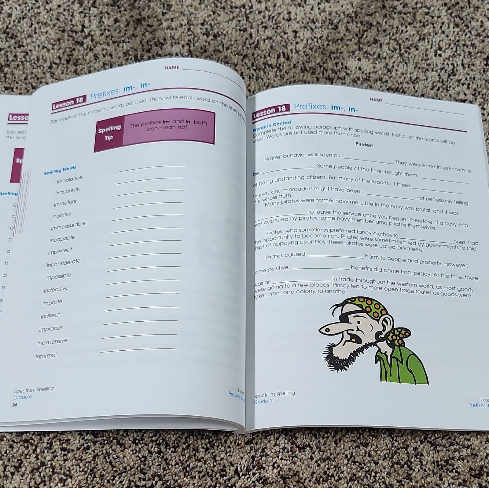 Spectrum Spelling Grade 6 Paperback Workbook with Answer Key Carson-Dellosa