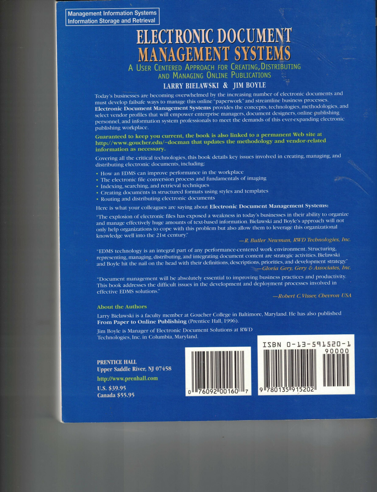 Electronic Document Management Systems – Bielawski, Boyle (SC,1997,1st Ed)