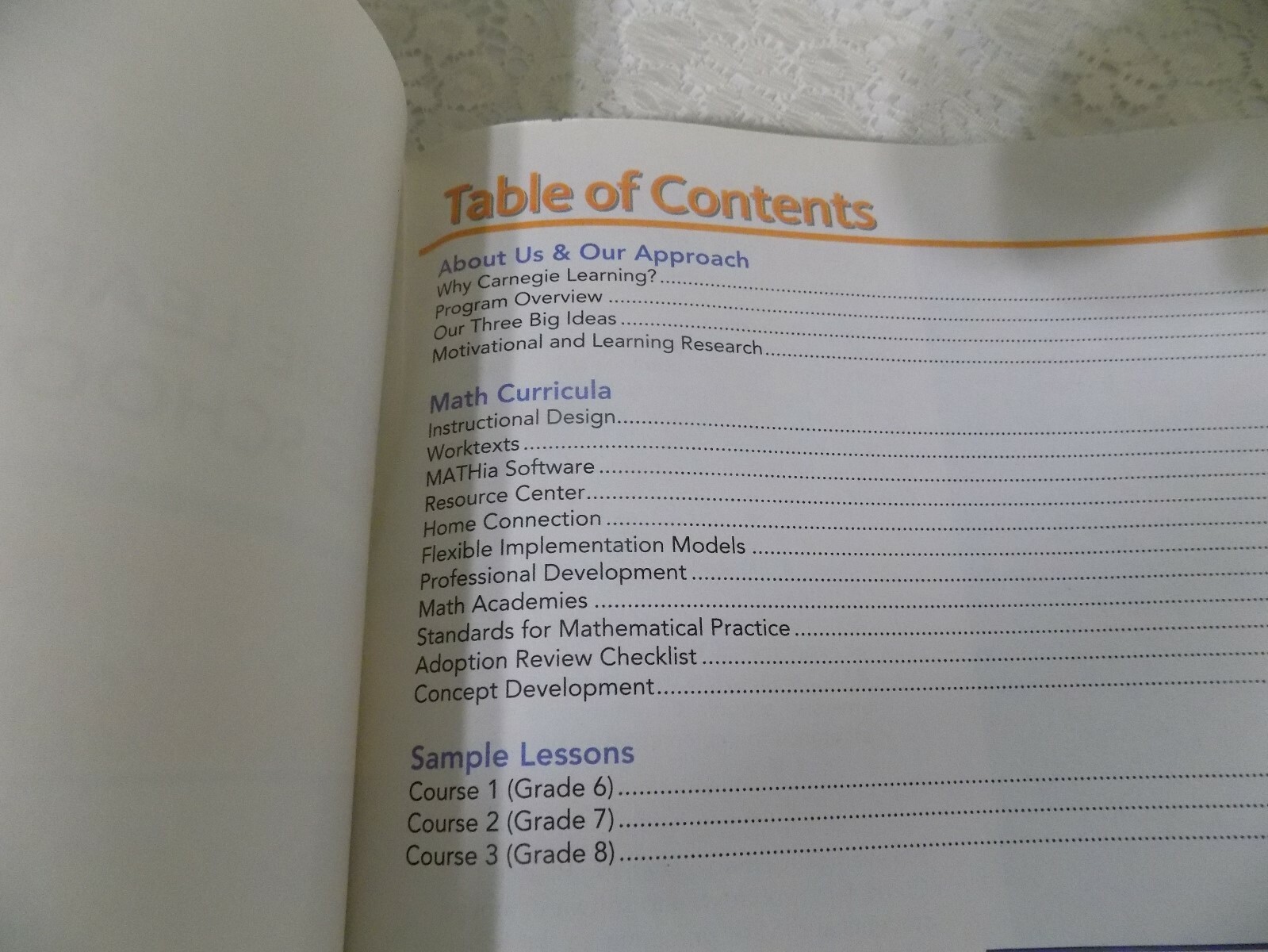 CARNEGIE LEARNING – MIDDLE SCHOOL MATH SERIES OVERVIEW , SAMPLE TEXT 2015