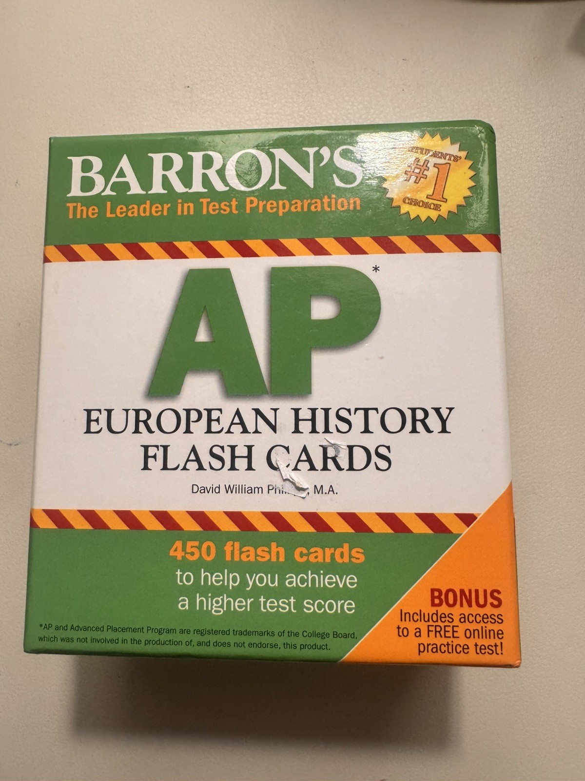 BARRON»S AP European History Flash Cards By Phillips David EUC a