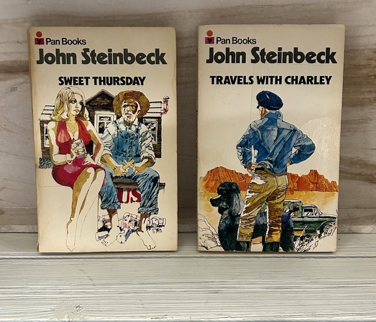 Travels w/ Charley Sweet Thursday John Steinbeck Rare PAN UK Edition 1971 1972