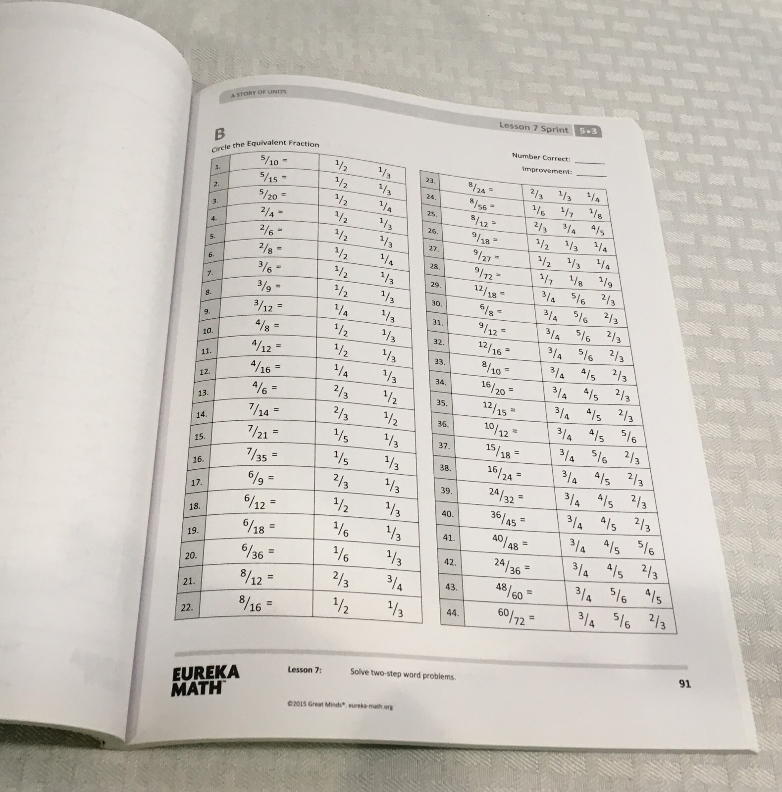 EUREKA MATH / GRADE 5 FLUENCY / PRACTICE / STUDENT CONSUMABLE WORKBOOK / NEW